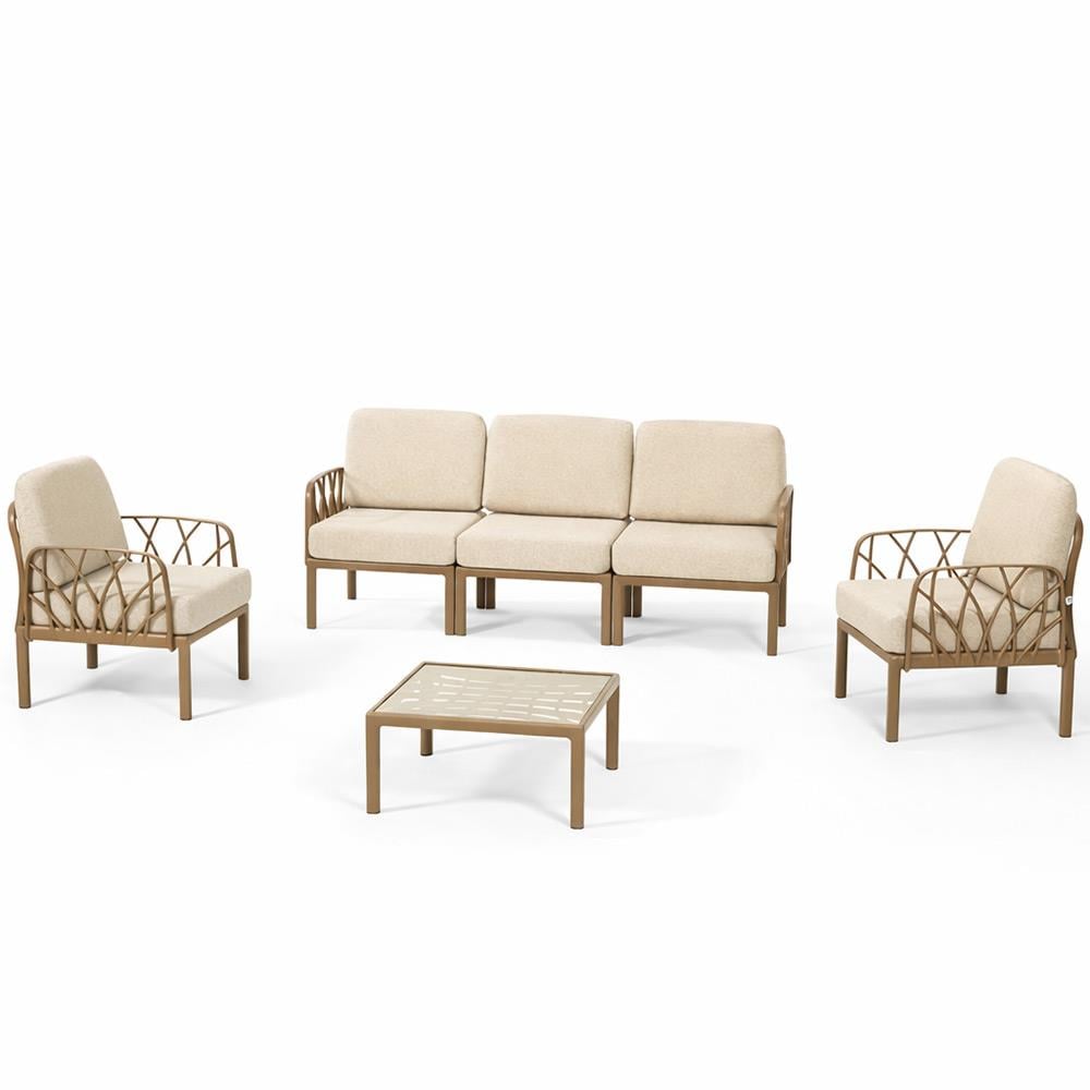 Novussi Garda Minderli 5 Kişilik Bahçe Oturma Grubu + Camlı Orta Sehpa | ID6026