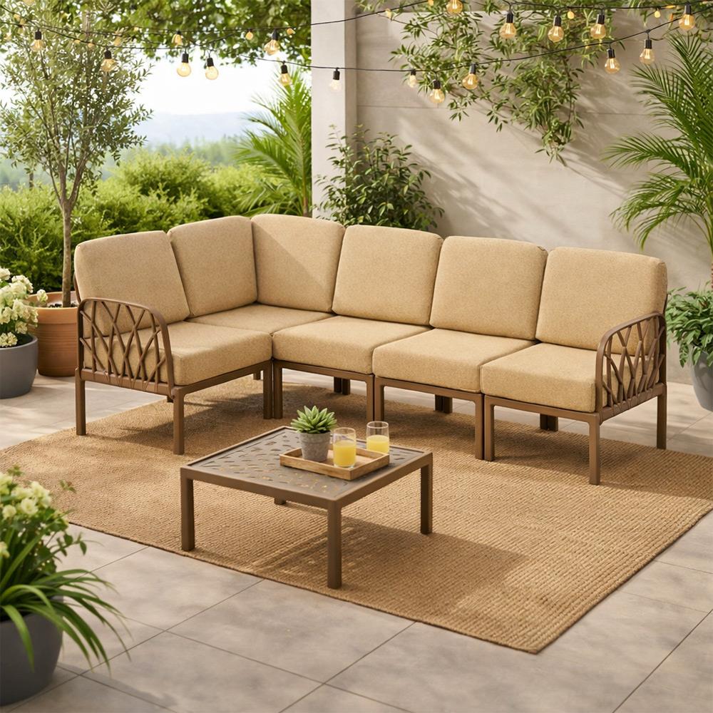 Novussi Garda Minderli 6 Kişilik Modüler L Koltuk + Orta Sehpa | ID6027