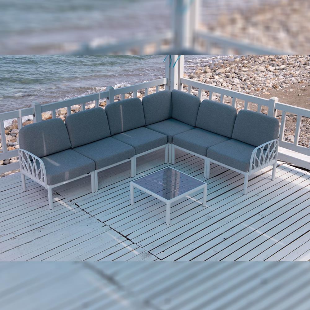 Novussi Garda Minderli 6 Kişilik Modüler L Koltuk + Orta Sehpa | ID6027