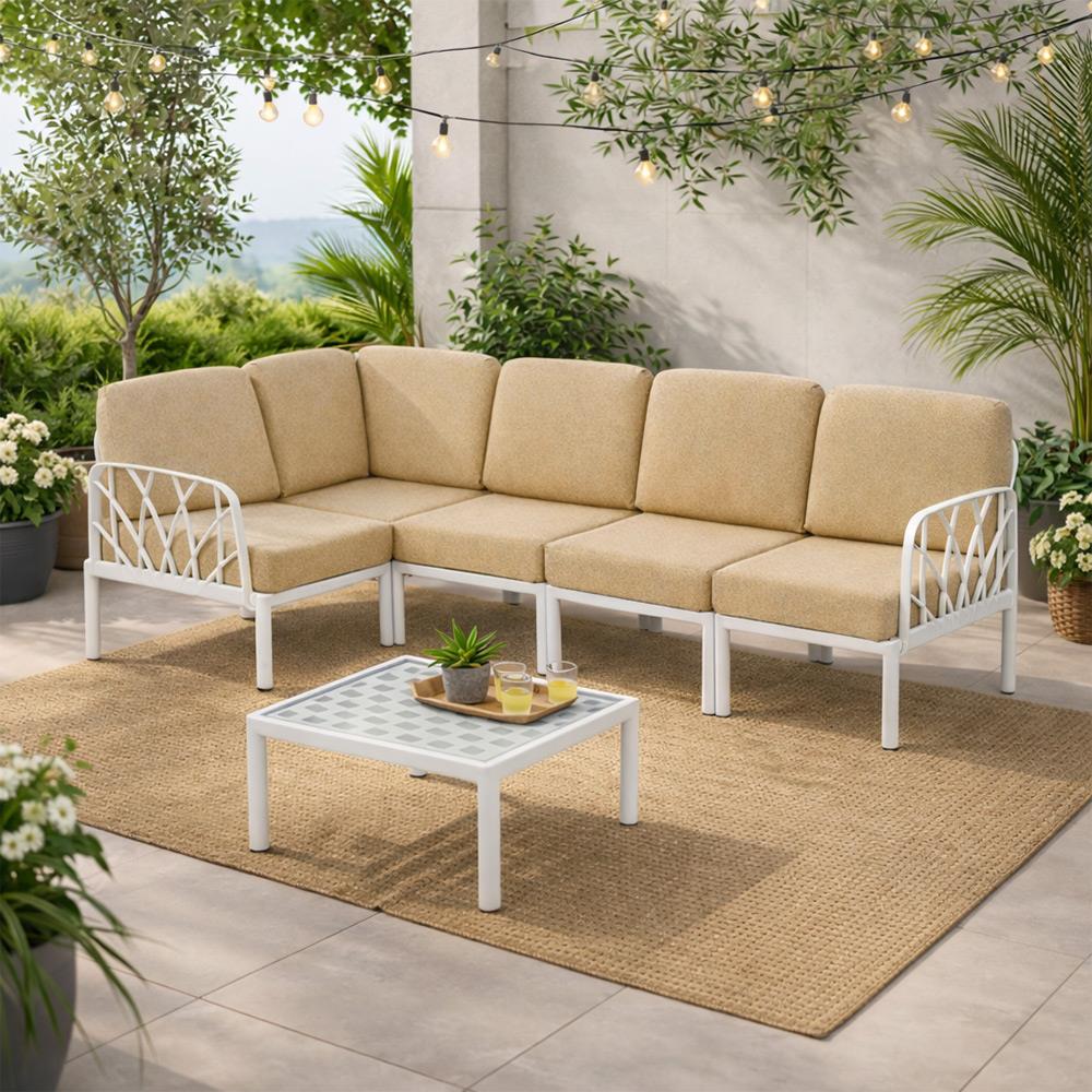 Novussi Garda Minderli 6 Kişilik Modüler L Koltuk + Orta Sehpa | ID6027