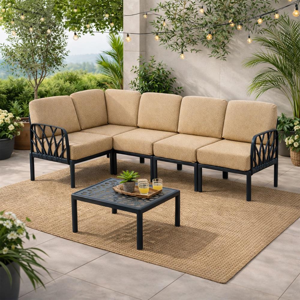 Novussi Garda Minderli 6 Kişilik Modüler L Koltuk + Orta Sehpa | ID6027