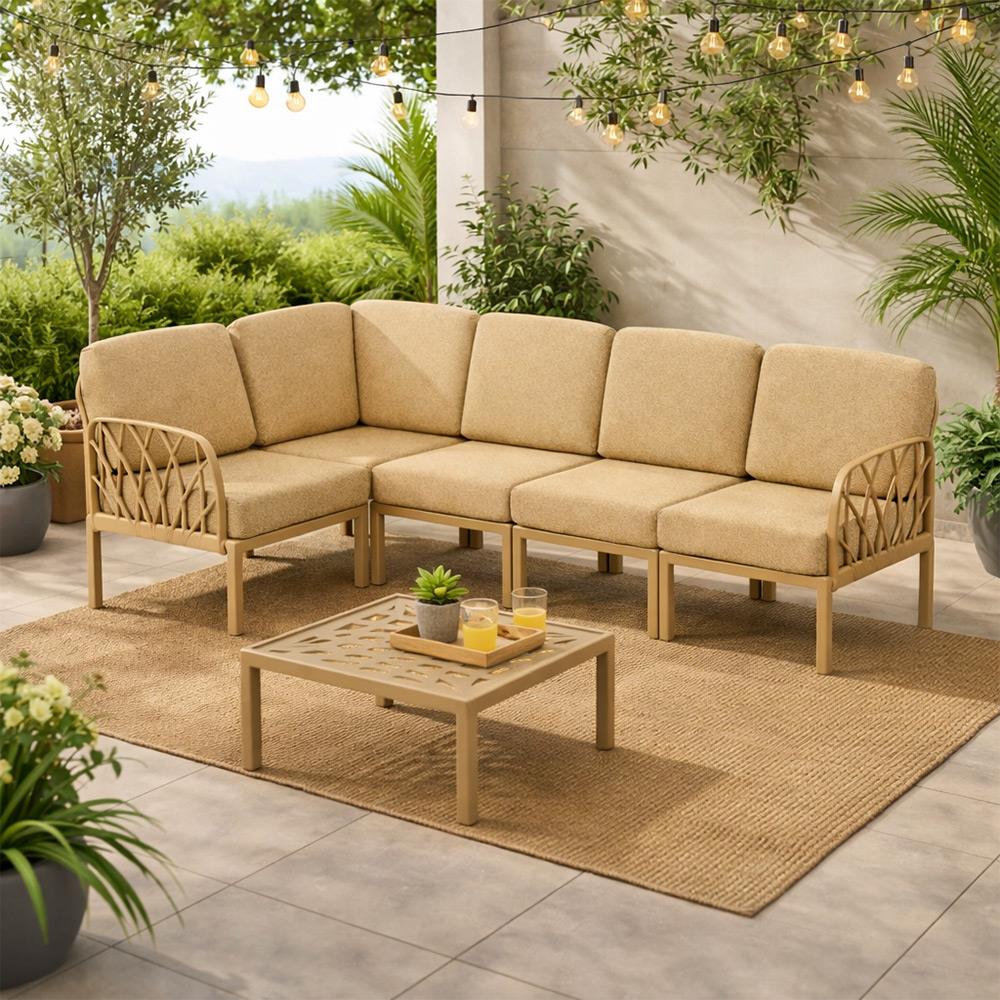 Novussi Garda Minderli 6 Kişilik Modüler L Koltuk + Orta Sehpa | ID6027