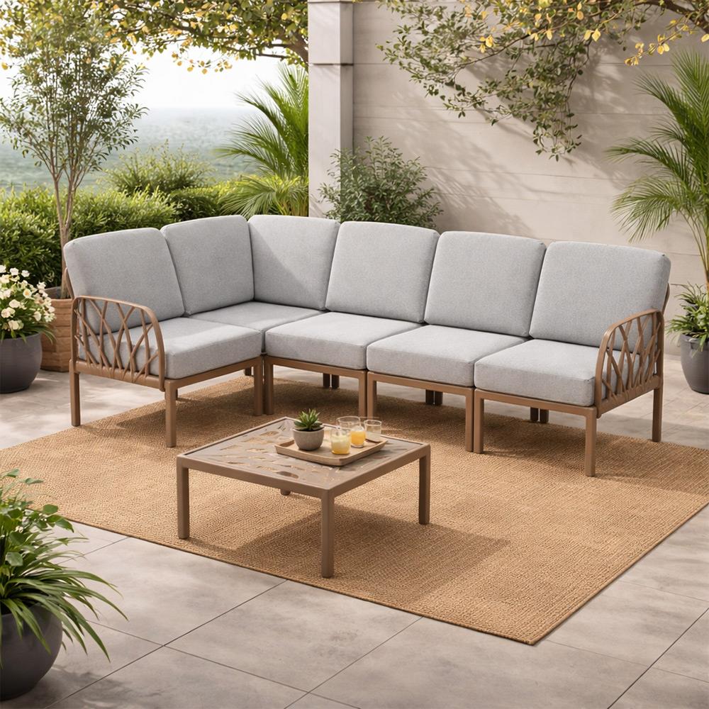 Novussi Garda Minderli 6 Kişilik Modüler L Koltuk + Orta Sehpa | ID6027