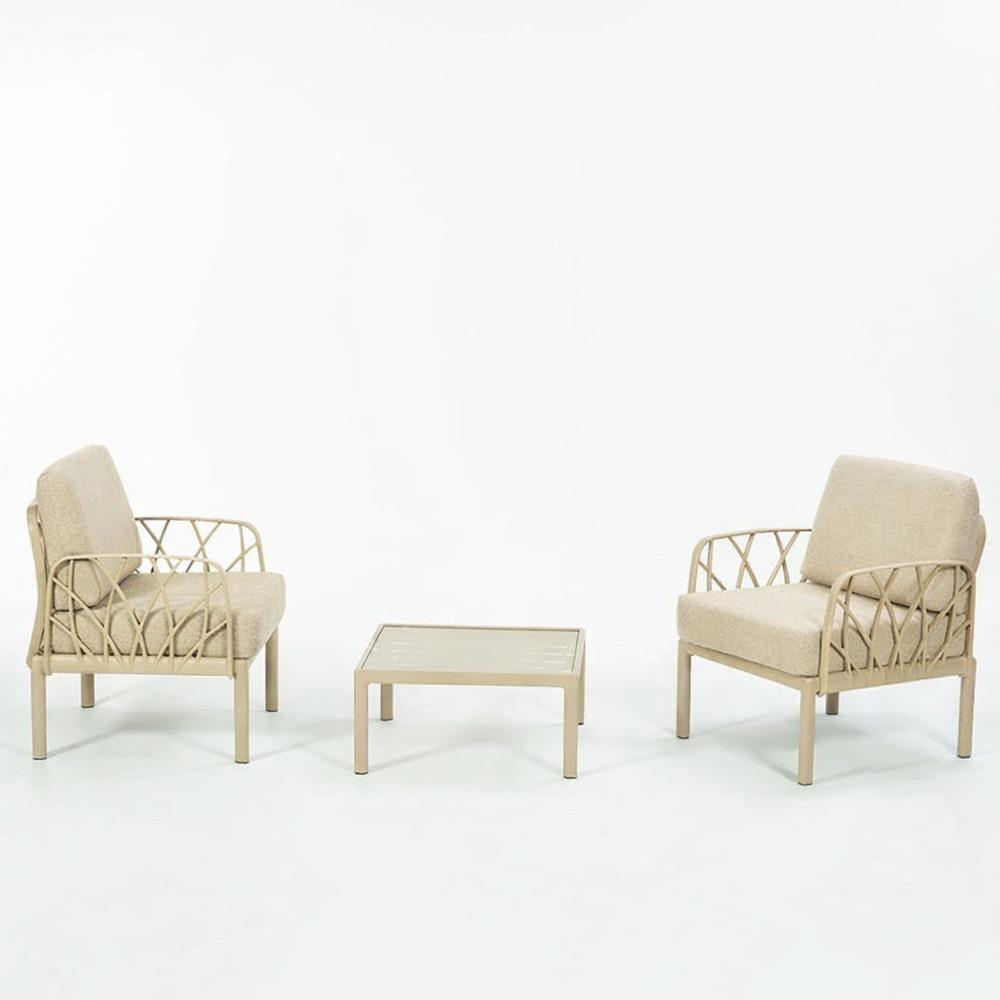 Novussi Garda Minderli Bahçe Oturma Grubu 2x Tekli + Camlı Orta Sehpa | ID6023