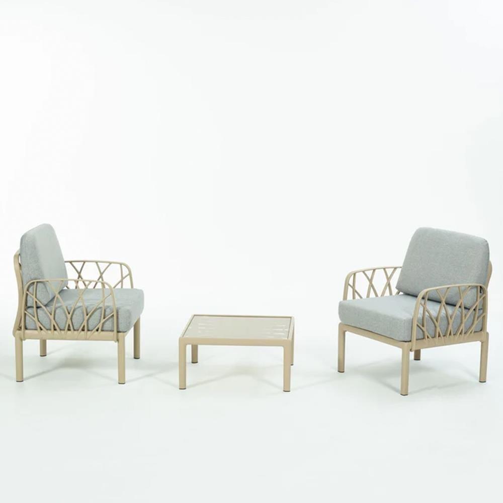 Novussi Garda Minderli Bahçe Oturma Grubu 2x Tekli + Camlı Orta Sehpa | ID6023