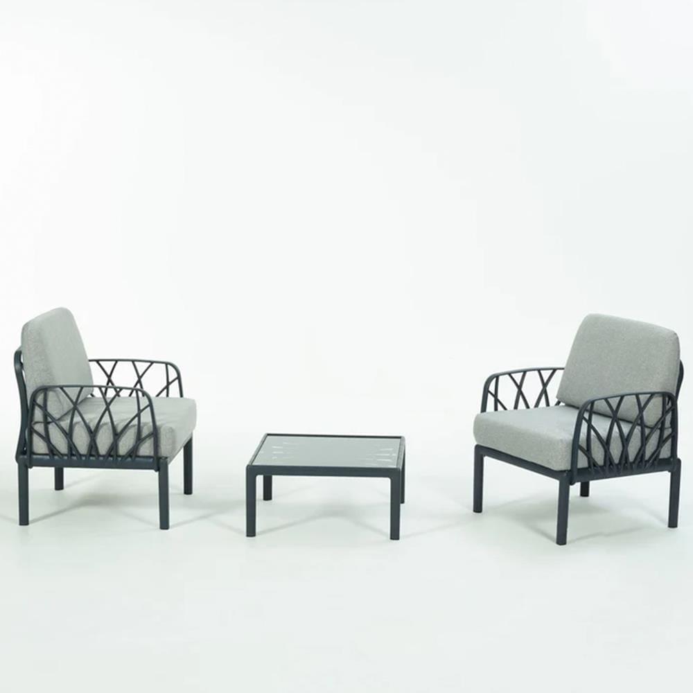 Novussi Garda Minderli Bahçe Oturma Grubu 2x Tekli + Camlı Orta Sehpa | ID6023