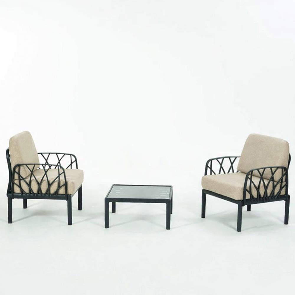 Novussi Garda Minderli Bahçe Oturma Grubu 2x Tekli + Camlı Orta Sehpa | ID6023