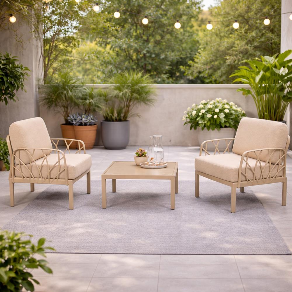 Novussi Garda Minderli Bahçe Oturma Grubu 2x Tekli + Camlı Orta Sehpa | ID6023