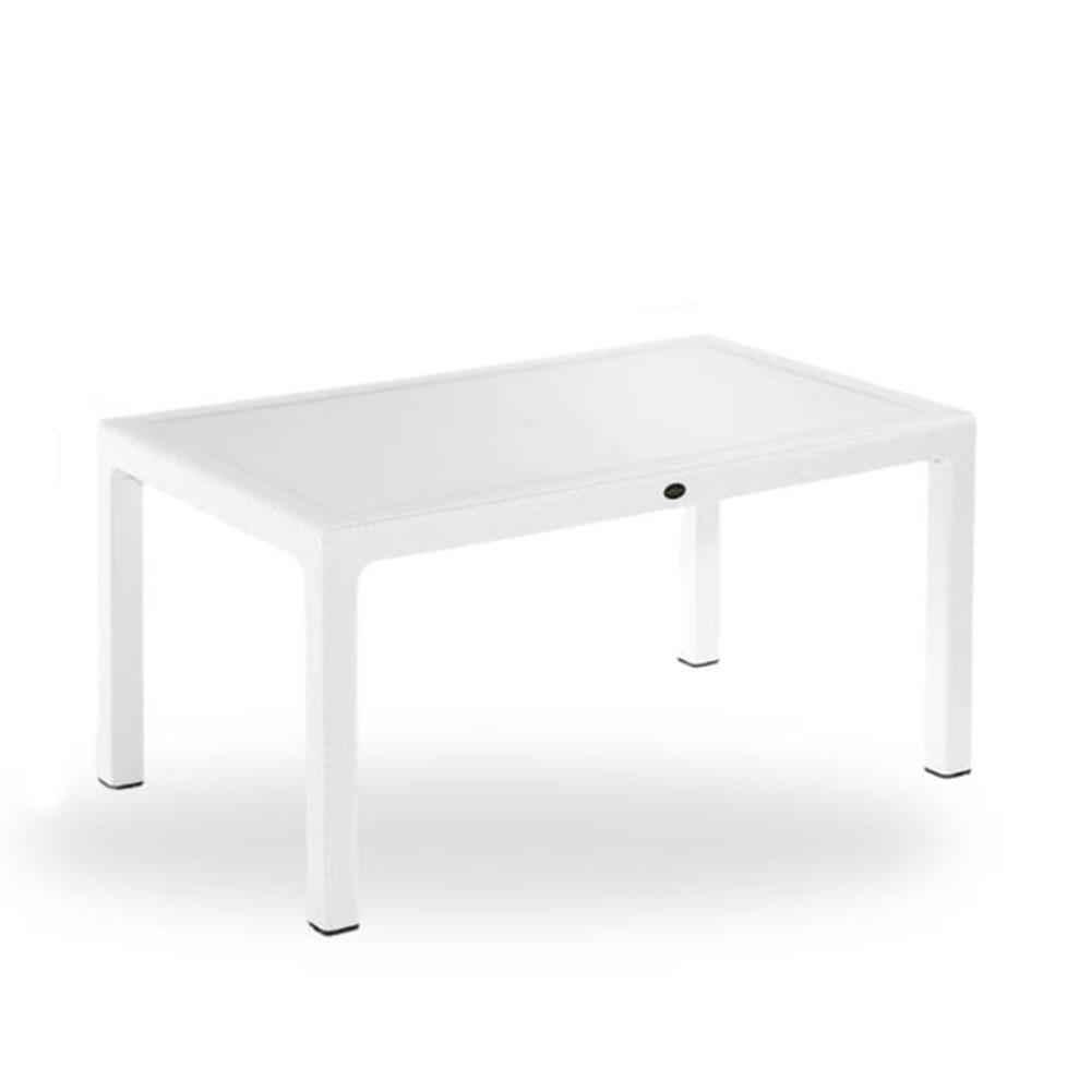 Novussi Liverno Set Rattan Camlı 90x150 Masa + 6 Adet Paris Koltuk Sandalye Beyaz | ID6327