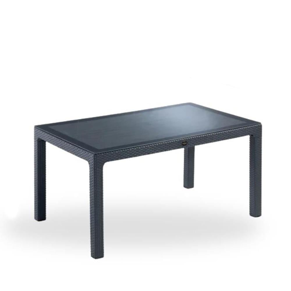 Novussi Liverno Set Rattan Camlı 90x150 Masa + 6 Adet Paris Koltuk Sandalye Antrasit | ID6325