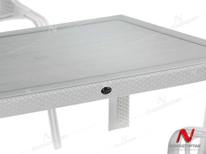 Novussi NST-001 Nirvana Bahçe Masa Takımı 90x150 Camlı Masa + 6 Koltuk Beyaz | ID4629