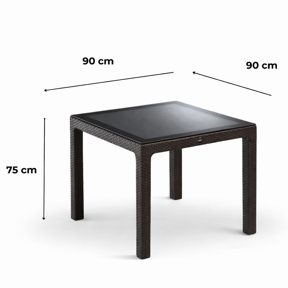 Novussi NST-002 Nirvana Bahçe Masa Takımı 90x90 Camlı Masa + 4 Koltuk Antrasit | ID4631