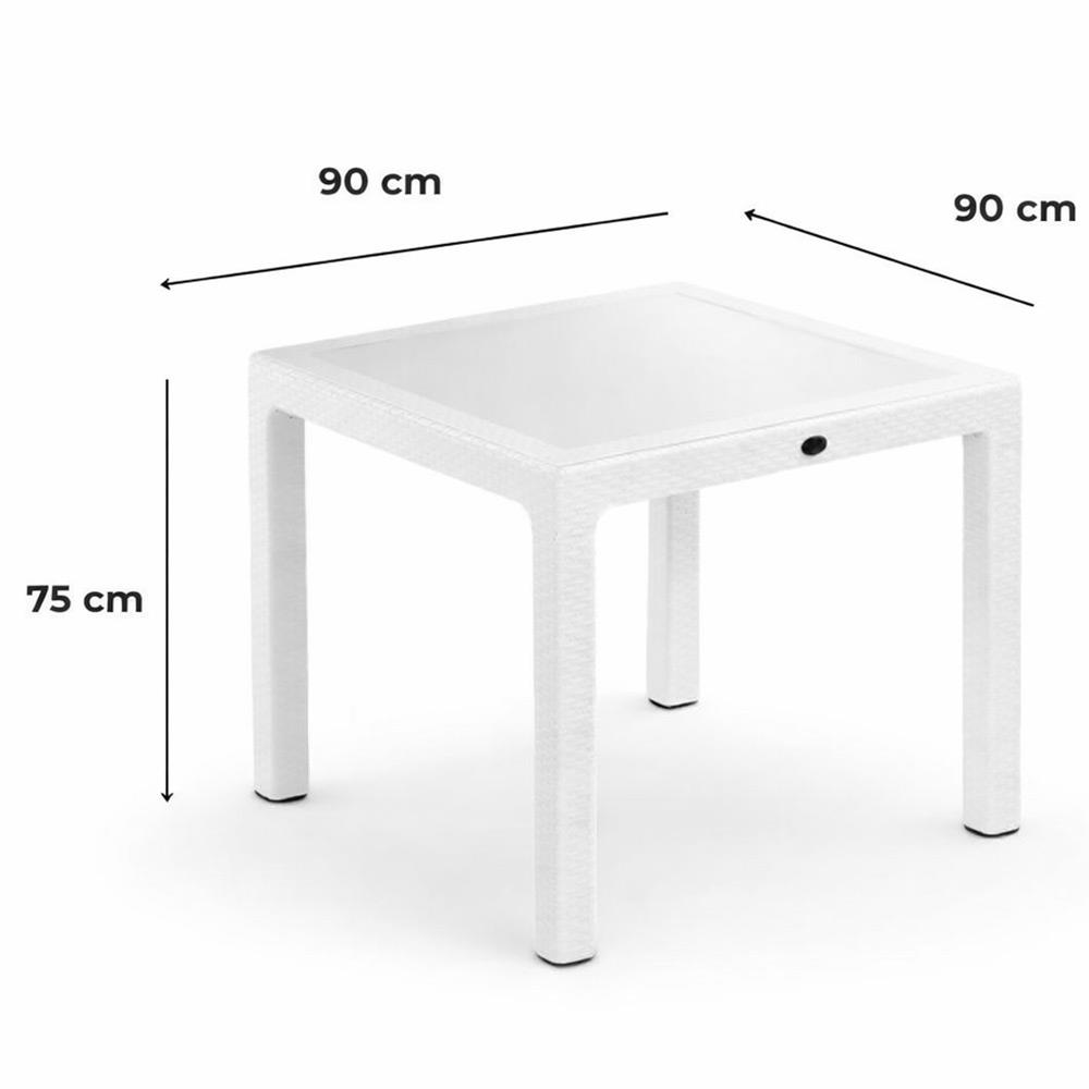 Novussi NST-002 Nirvana Bahçe Masa Takımı 90x90 Camlı Masa + 4 Koltuk Beyaz  | ID4630