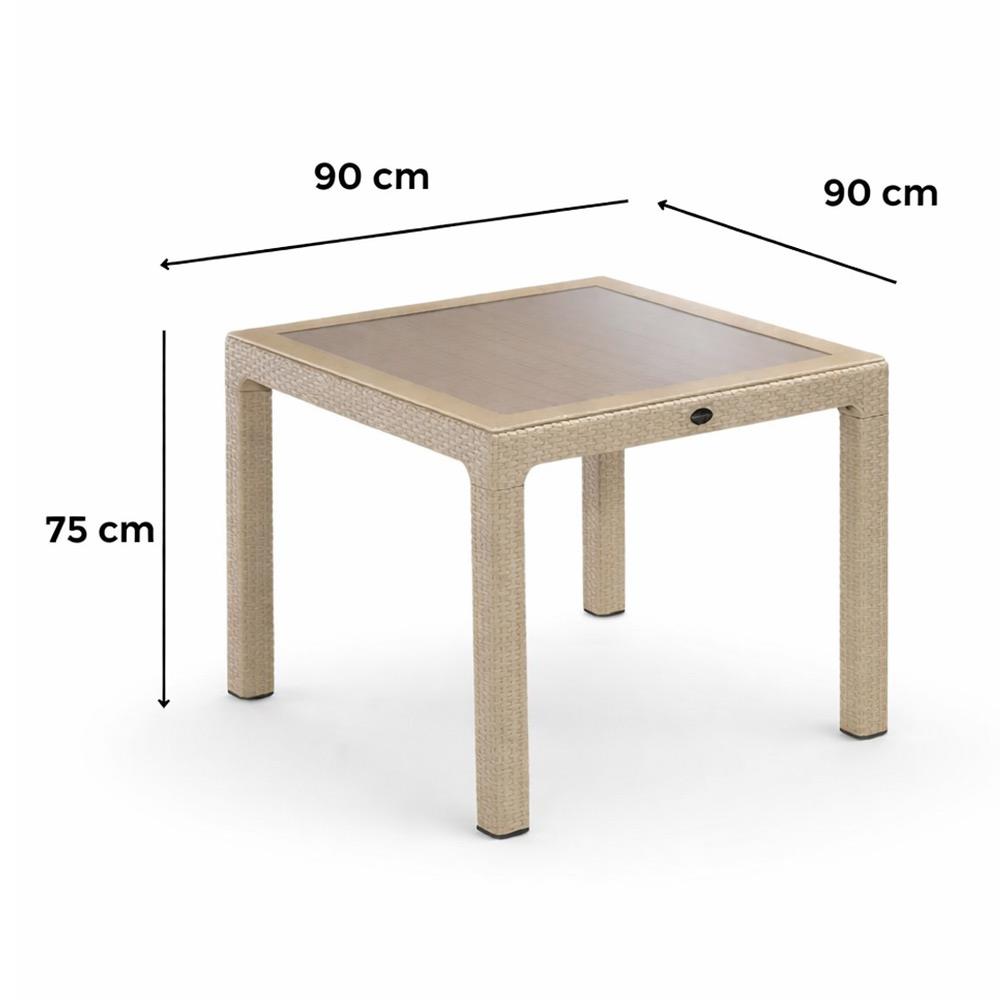 Novussi NST-002 Nirvana Bahçe Masa Takımı 90x90 Camlı Masa + 4 Koltuk Cappucino  | ID4632
