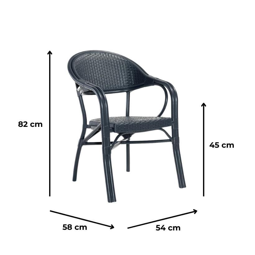 Novussi NST-002 Nirvana Bahçe Masa Takımı 90x90 Camlı Masa + 4 Koltuk Antrasit | ID4631