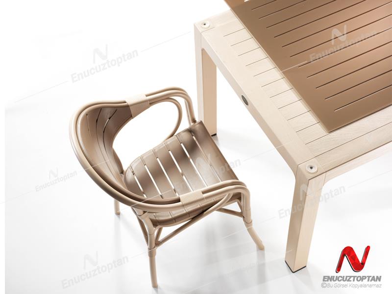 Novussi NST-003 Bamboo Bahçe Masa Takımı 90x150 Camlı Masa + 6 Koltuk | ID4639