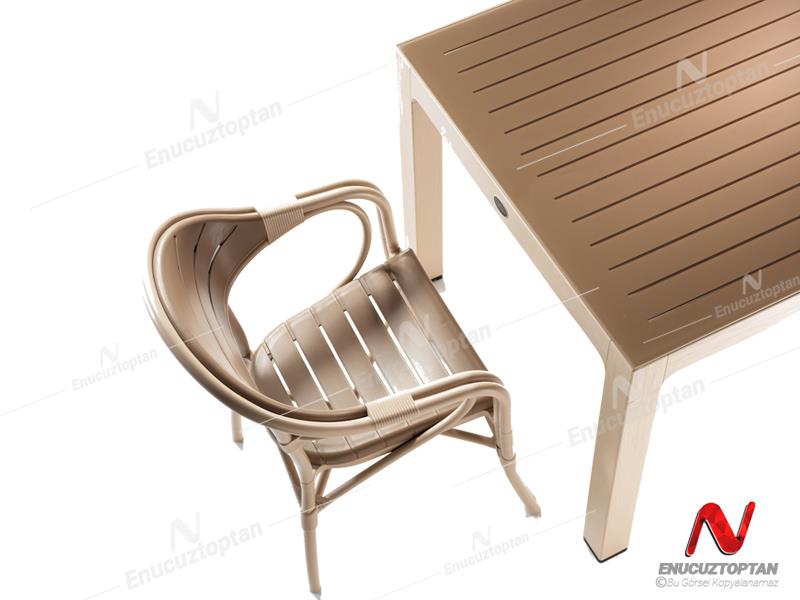 Novussi NST-003 Bamboo Bahçe Masa Takımı 90x150 Camlı Masa + 6 Koltuk | ID4639