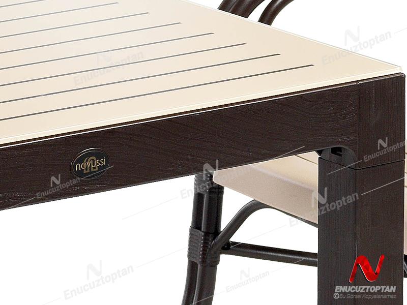 Novussi NST-004 Bamboo Bahçe Masa Takımı 90x90 Camlı Masa + 4 Koltuk | ID4636