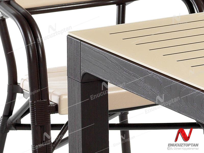 Novussi NST-004 Bamboo Bahçe Masa Takımı 90x90 Camlı Masa + 4 Koltuk | ID4636