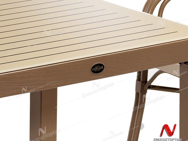 Novussi NST-004 Bamboo Bahçe Masa Takımı 90x90 Camlı Masa + 4 Koltuk | ID4634