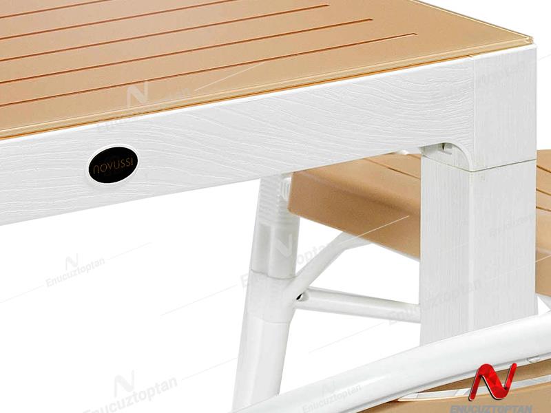 Novussi NST-004 Bamboo Bahçe Masa Takımı 90x90 Camlı Masa + 4 Koltuk  | ID4635