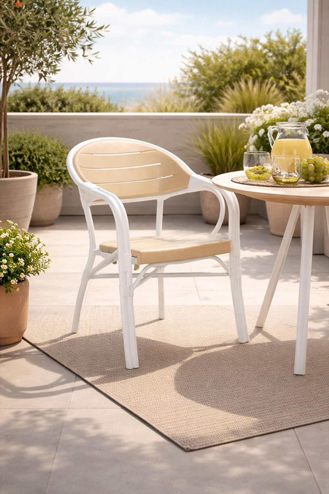 Novussi NST-004 Bamboo Sandalye Beyaz  | ID4663