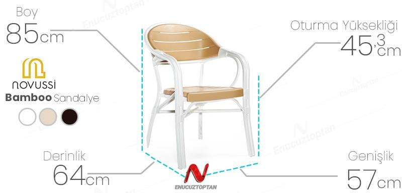 Novussi NST-004 Bamboo Sandalye Beyaz  | ID4663