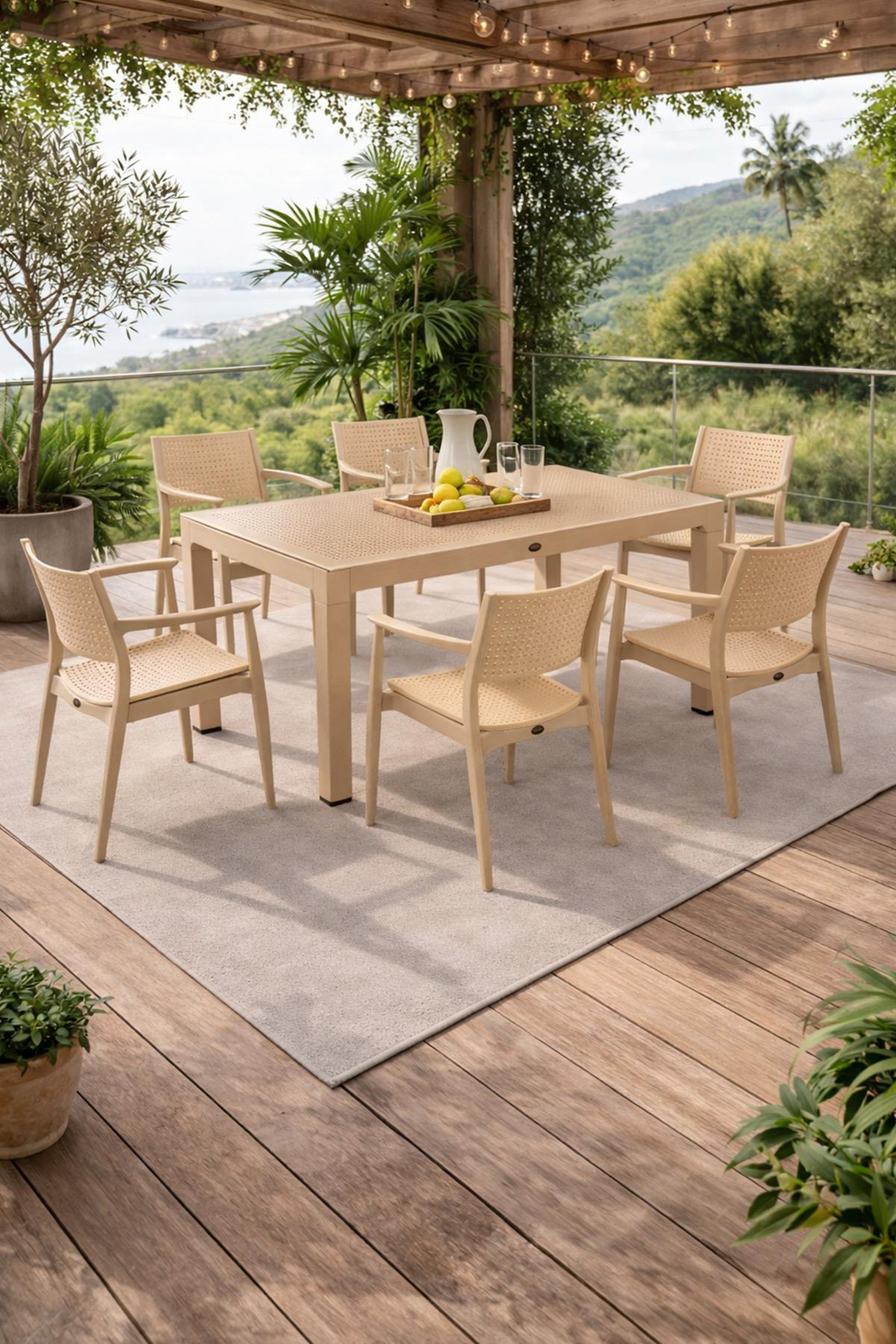 Novussi NST-009 Seginus Bahçe Masa Takımı Camlı Masa + 6 Koltuk |  ID4642