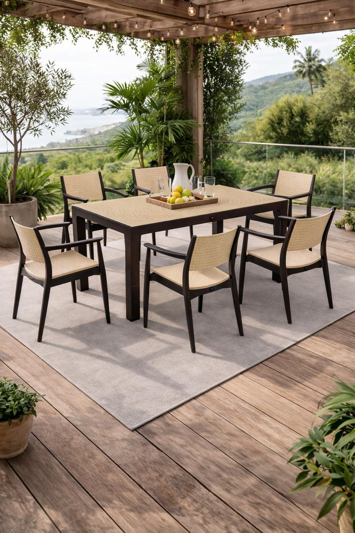 Novussi NST-009 Seginus Bahçe Masa Takımı Camlı Masa + 6 Koltuk |  ID4641