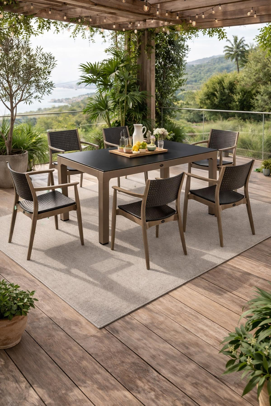 Novussi NST-009 Seginus Bahçe Masa Takımı Camlı Masa + 6 Koltuk |  ID4643