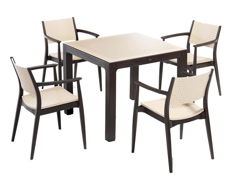 Novussi NST-010 Seginus Bahçe Masa Takımı Camlı Masa + 4 Koltuk | ID4645