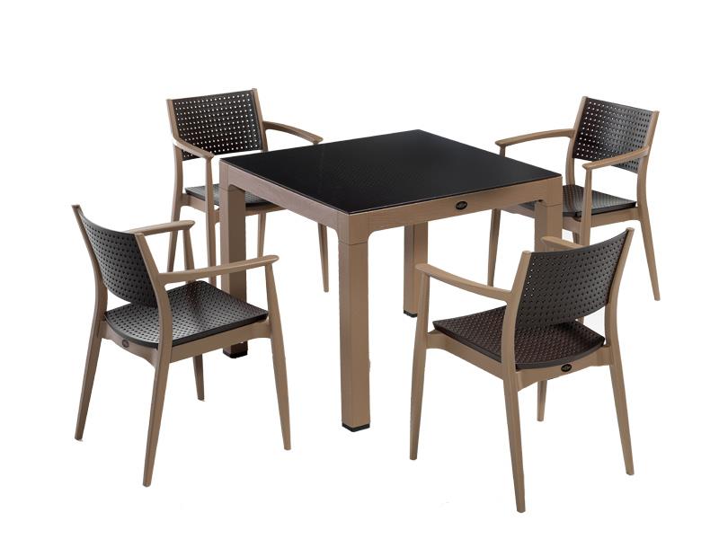 Novussi NST-010 Seginus Bahçe Masa Takımı Camlı Masa + 4 Koltuk | ID4647 