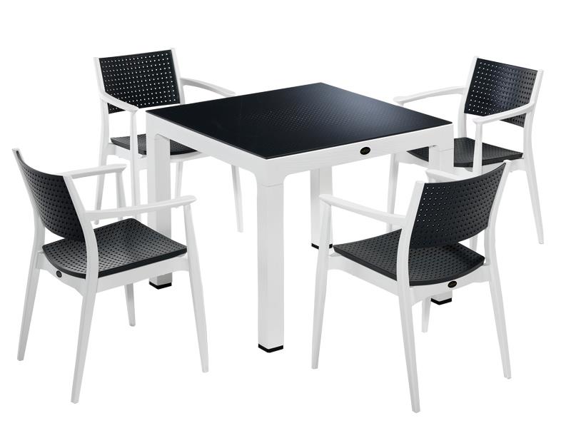 Novussi NST-010 Seginus Bahçe Masa Takımı Camlı Masa + 4 Koltuk  | ID4648