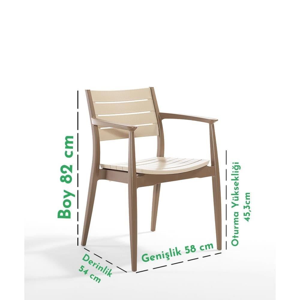 Novussi NST-011 Regnum Bahçe Masa Takımı Camlı Masa + 6 Koltuk Çöl Kahve | ID4653