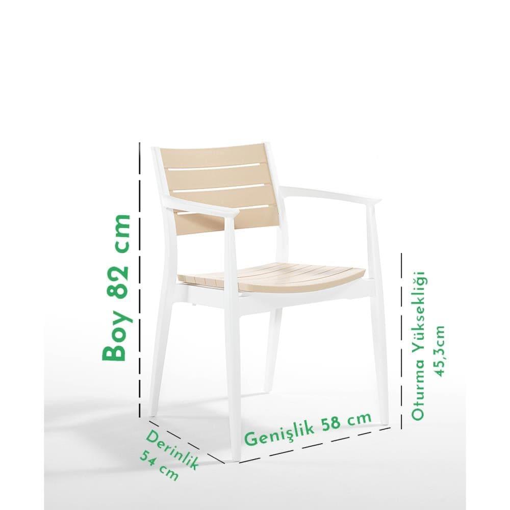 Novussi NST-012 Regnum Bahçe Masa Takımı Camlı Masa + 4 Koltuk Beyaz | ID4651