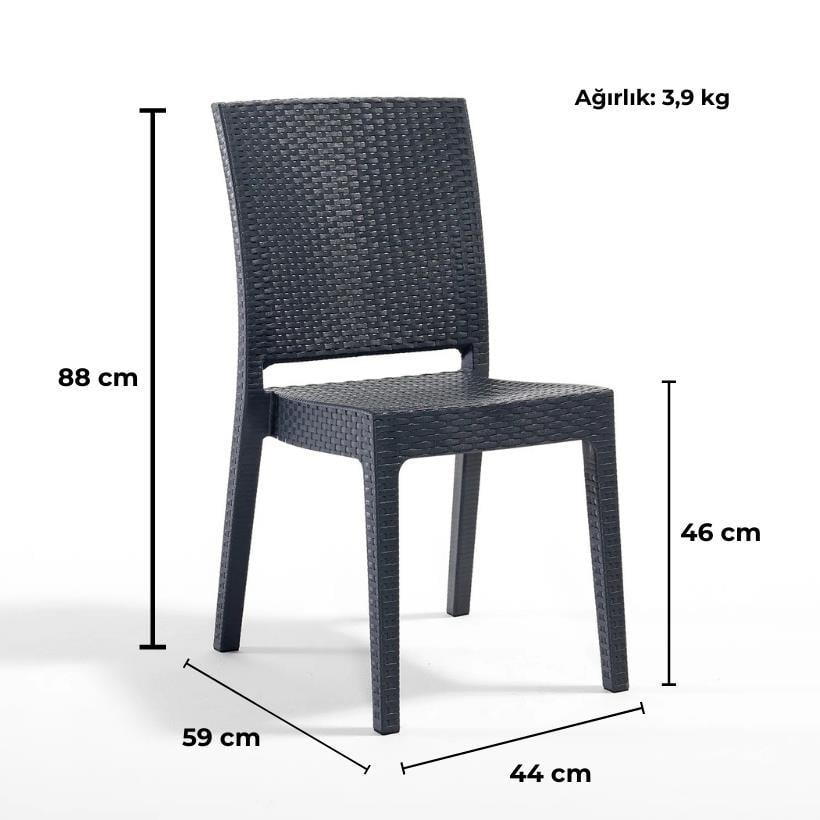 Novussi  R007 Nice Rattan Sandalye Antrasit | ID1213