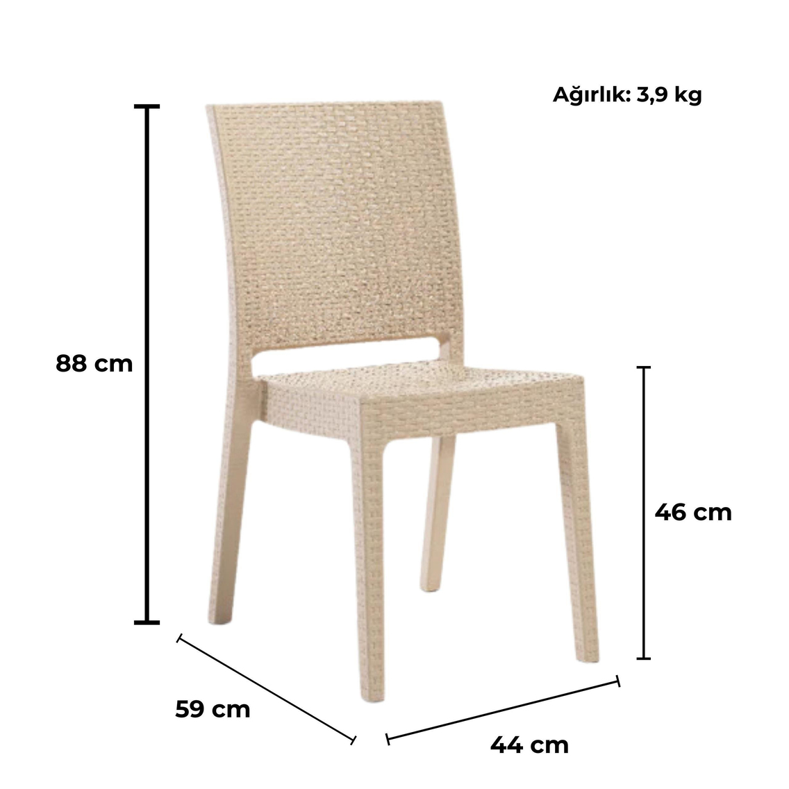 Novussi R007 Nice Rattan Sandalye Krem | ID1216