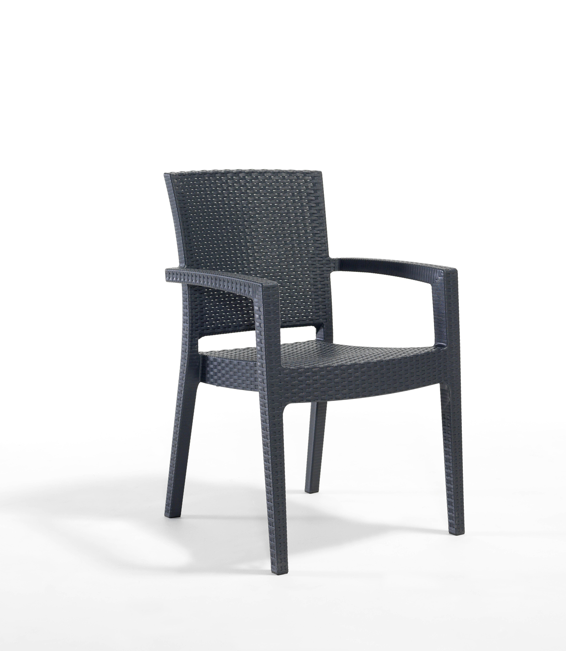 Novussi Rattan Camlı Kare Masa + 4 Adet Paris Koltuk Sandalye Antrasit | ID6322