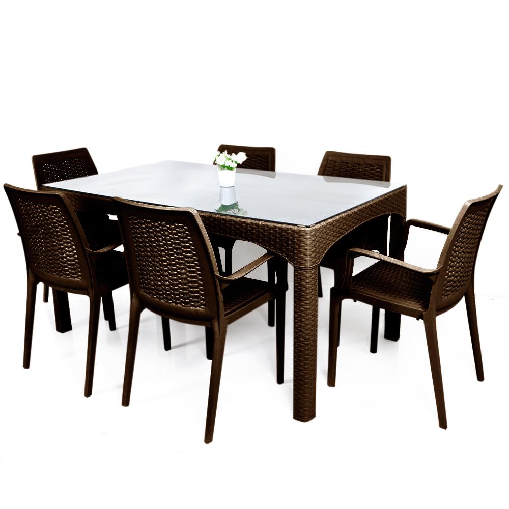 Şenyayla Bahçe Masa Takımı Camlı 90x150 Masa + 6 Koltuk | ID4879