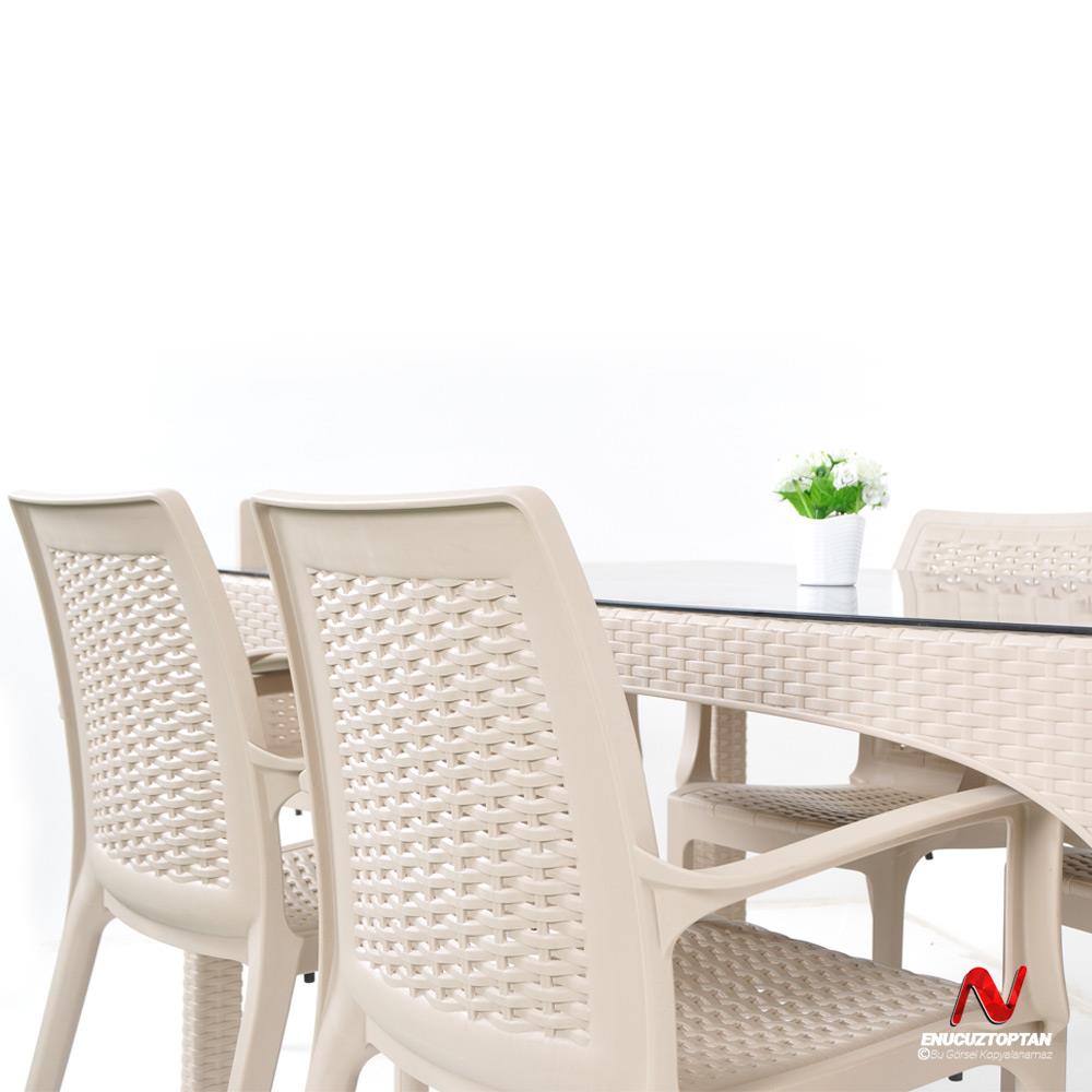 Şenyayla Bahçe Masa Takımı Camlı 90x150 Masa + 6 Koltuk | ID4879