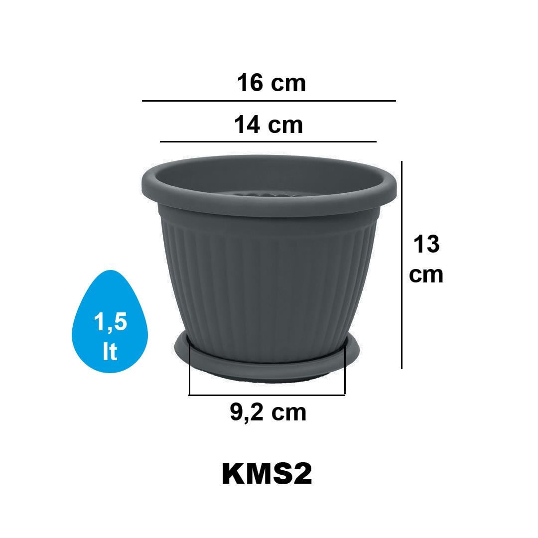 Serinova KM02 Tabaklı Kemer Saksı 1,5 Litre | ID6472