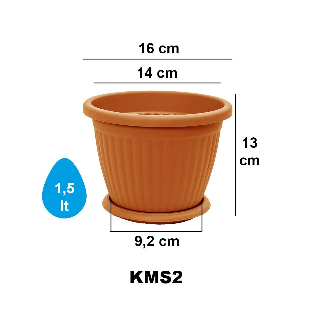 Serinova KM02 Tabaklı Kemer Saksı 1,5 Litre | ID6472