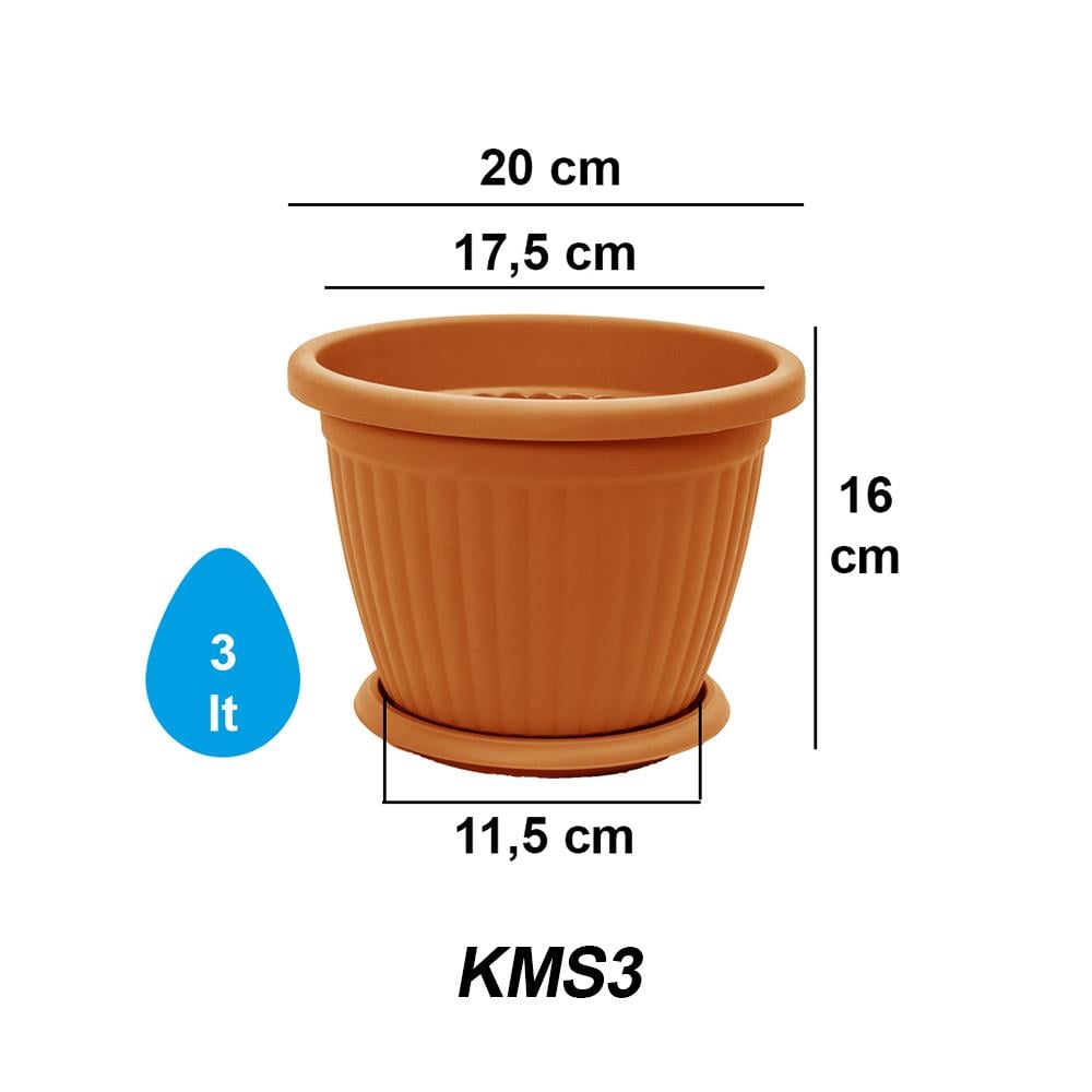 Serinova KM03 Tabaklı Kemer Saksı 3 Litre | ID6473