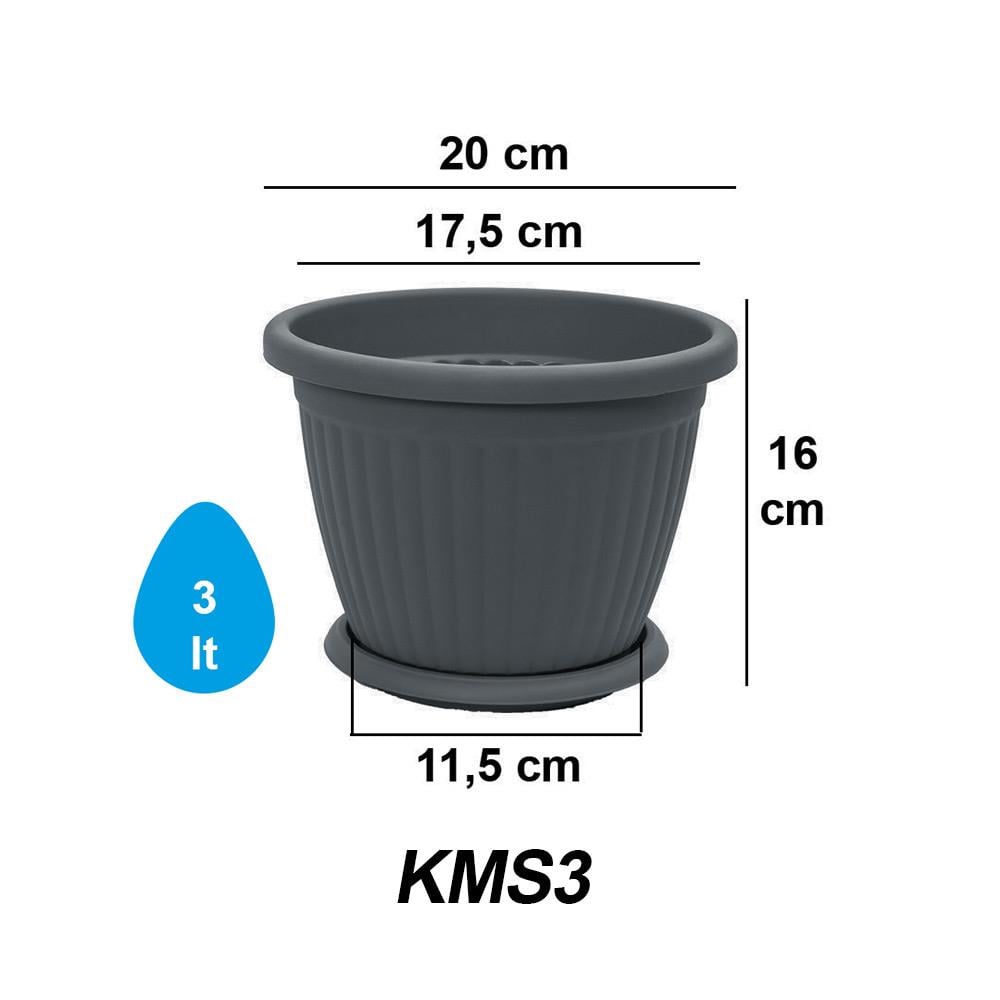 Serinova KM03 Tabaklı Kemer Saksı 3 Litre | ID6473