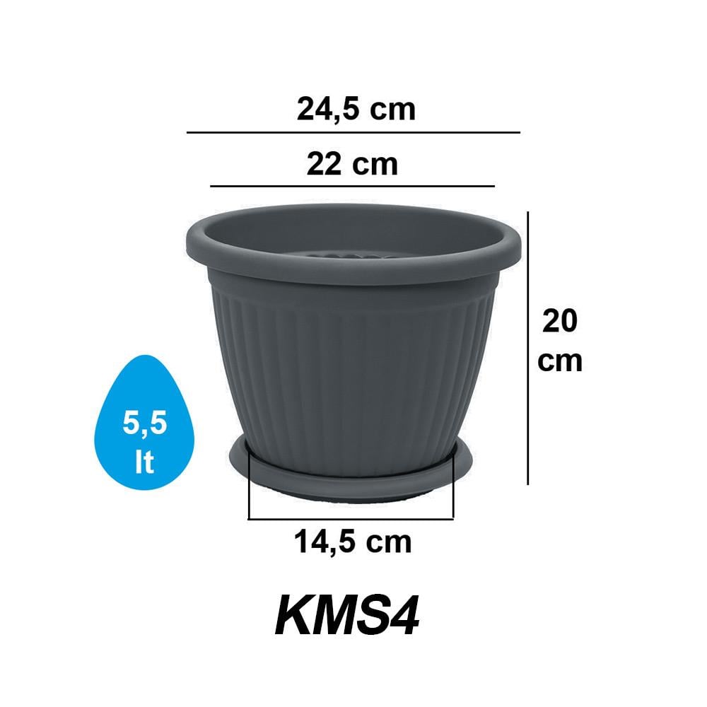 Serinova KM04 Tabaklı Kemer Saksı 5,5 Litre | ID6474