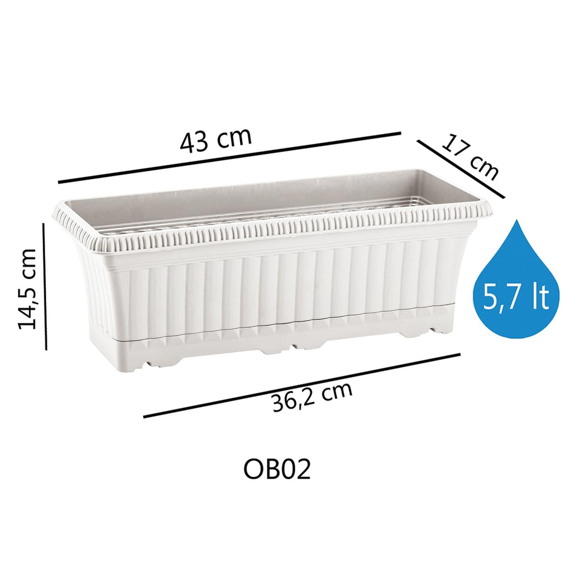 Serinova OB02IA Ova Askılı Balkon Saksı 5.7 Litre | ID2941