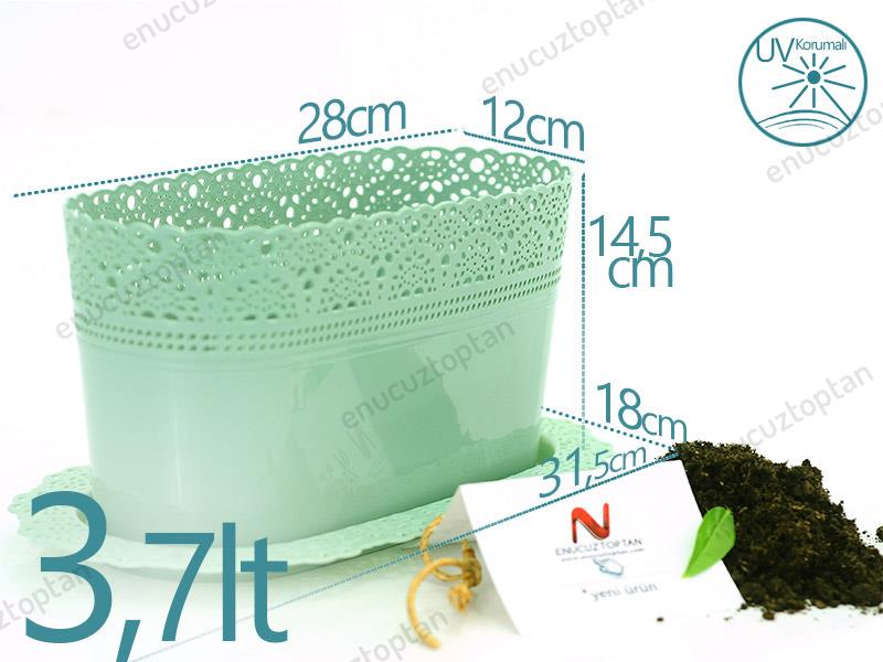 Serinova ODB1 Oval Dantel Balkon Saksısı 3.7 Litre | ID1339