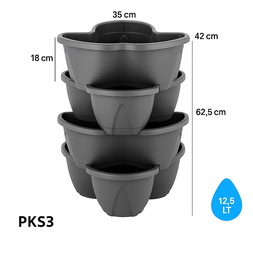 Serinova PKS3 Pamukkale Saksı 4'lü Set