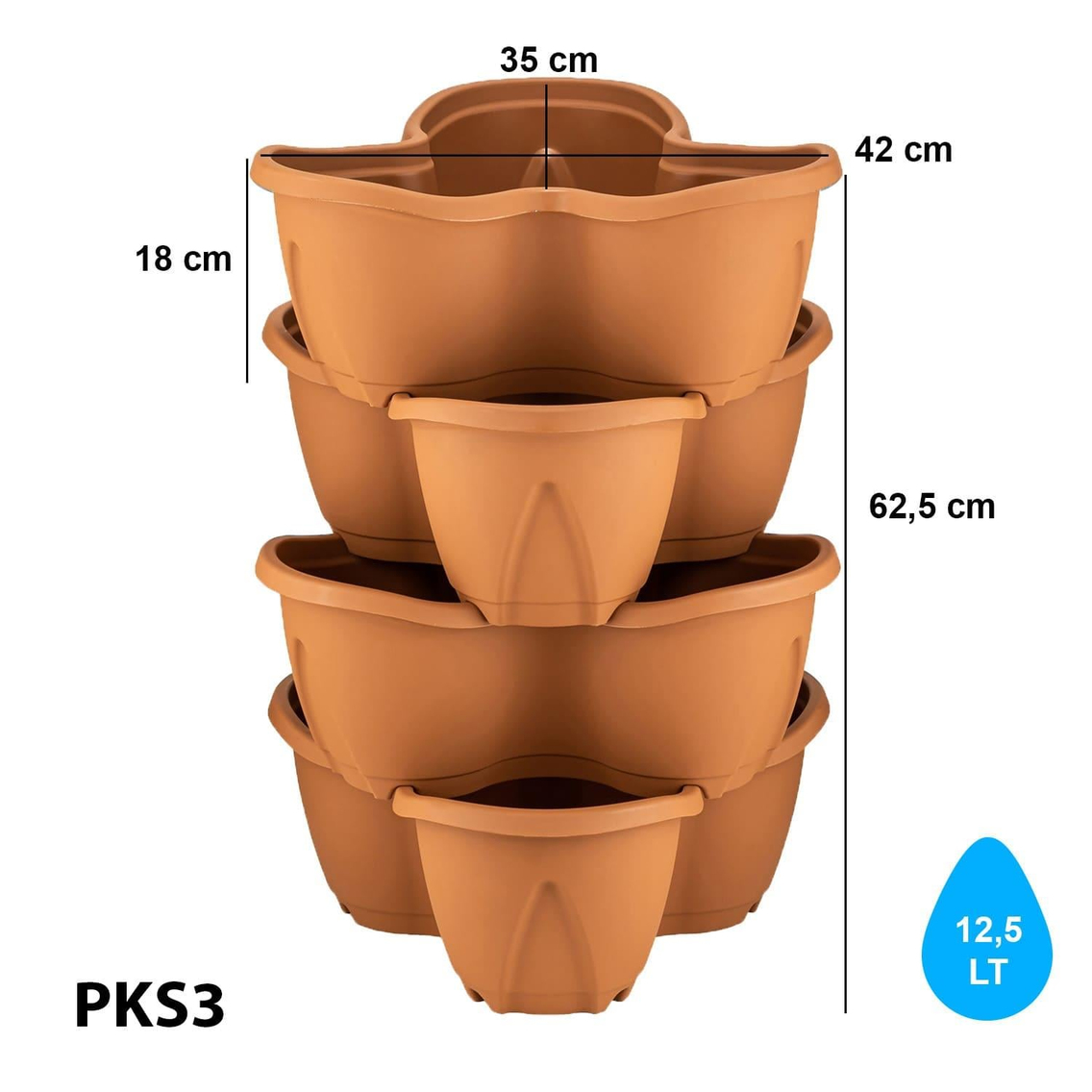 Serinova PKS3 Pamukkale Saksı 4'lü Set