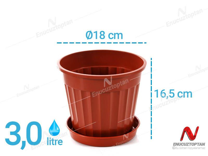 Serinova S206 Klasik Salon Çiçek ve Bitki Saksısı No:6 - 3 Litre | ID2873